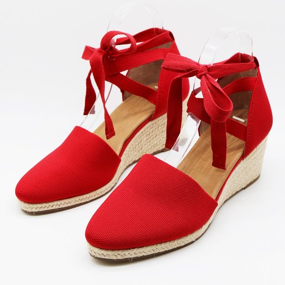 Corso Como Shoes - Corso Como CC Romley2 Red Espadrille Wedge Sandal Ankle Laced Up Cute Bow 9 $130
